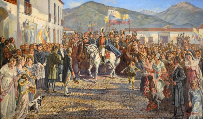 Entrada de Bolívar a Mérida durante la Campaña Admirable. Cuadro de Ivan Belsky