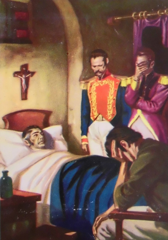 Muerte del Libertador Simón Bolívar. Ilustración: Antonio Bosch Penalva