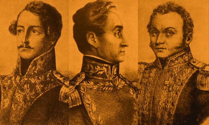 Francisco de Paula Santander, Simón Bolívar y José Antonio Páez