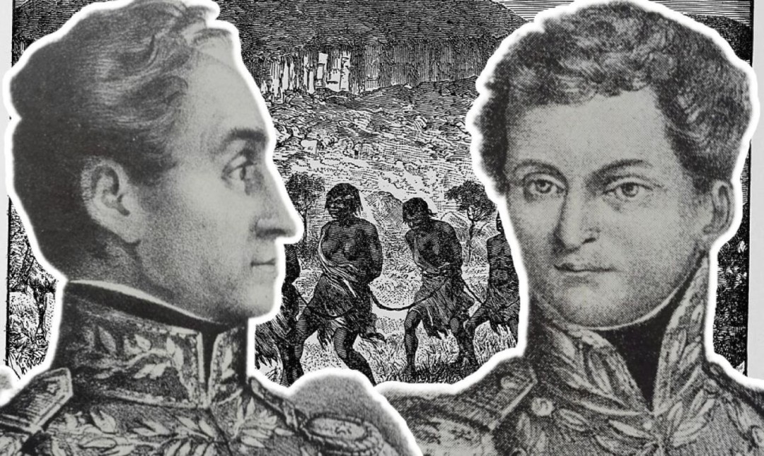 Simón Bolívar y Santiago Mariño. Composición: Kiko Perozo.