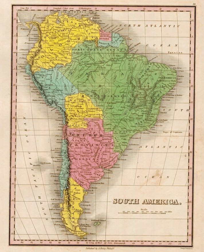 Mapa de Sudamérica, 1826.