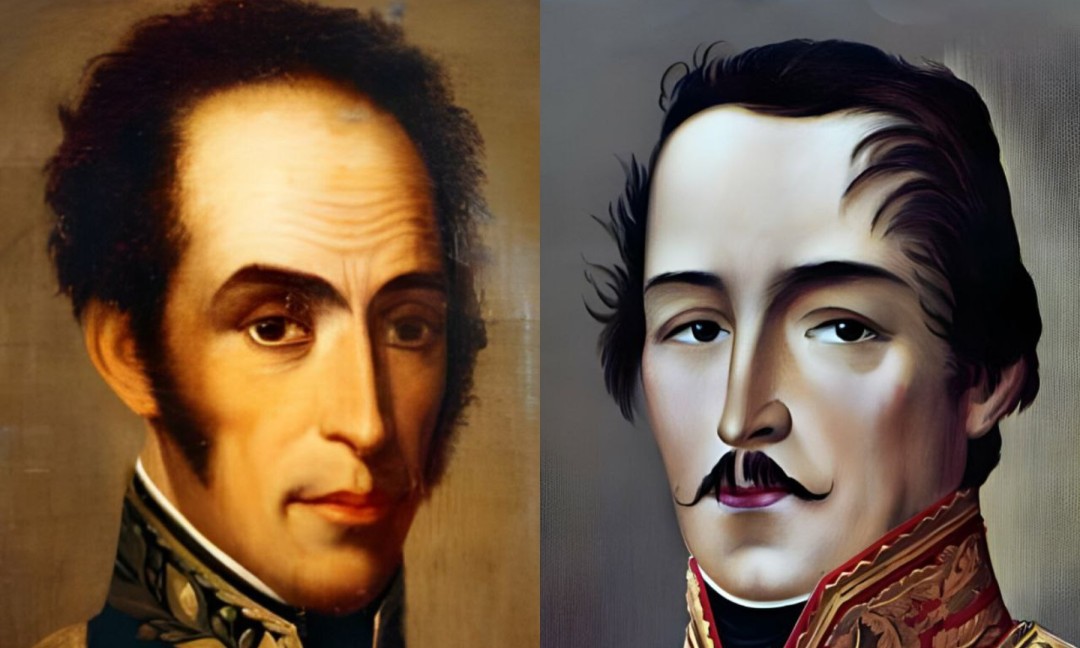 Simón Bolívar y Francisco de Paula Santander.
